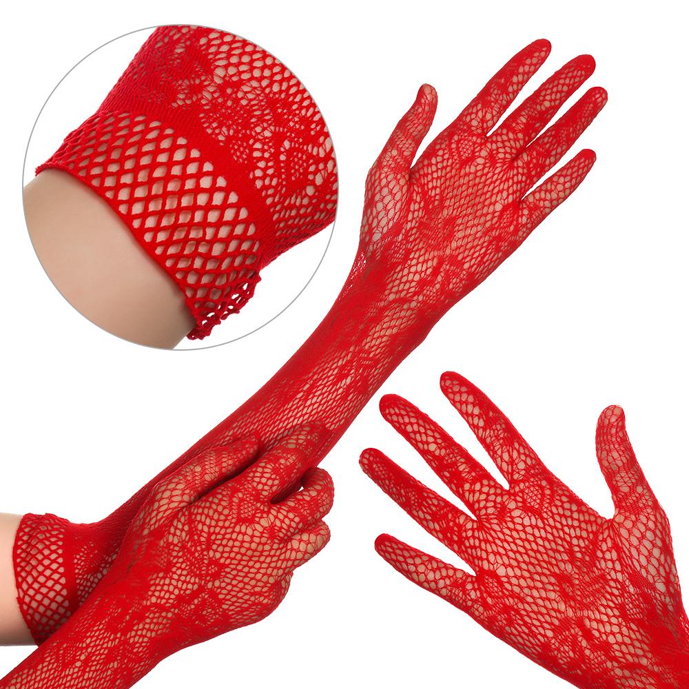 Đôi Găng Tay Ren Lưới Co Giãn Họa Tiết Hoa Cho Cô Dâu Ngày Halloween