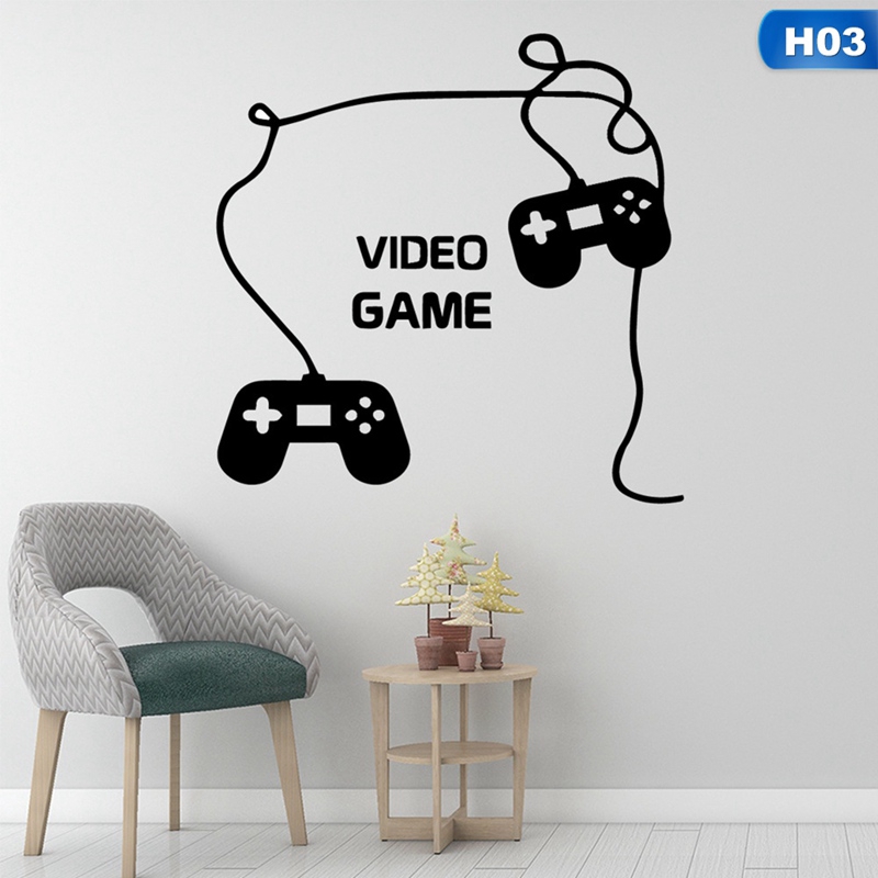 Miếng dán tường trang trí bằng Vinyl họa tiết hình máy chơi game /chữ Eat Sleep Game độc đáo