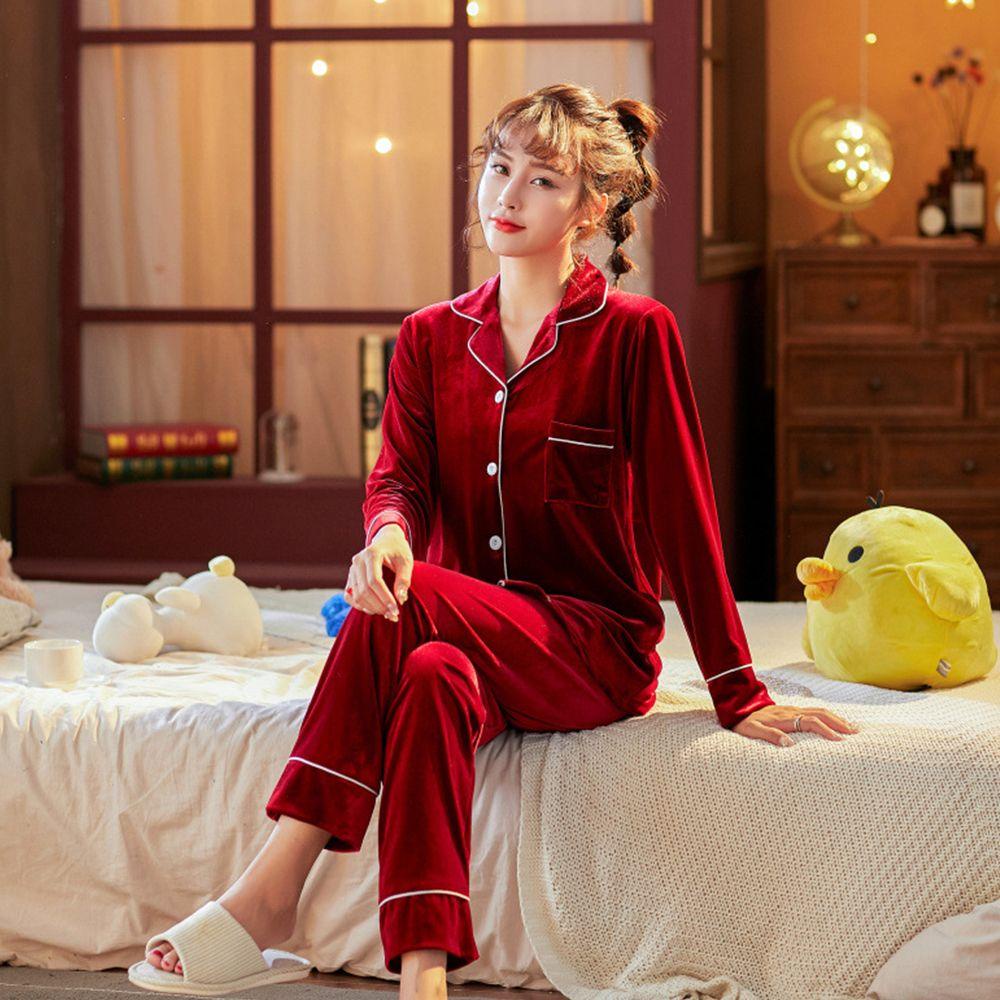 OCEANMAP Bộ Pijama Giữ Ấm Thiết Kế Đơn Giản Thời Trang Cho Cặp Đôi