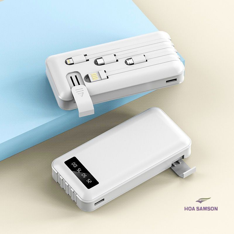 Sạc dự phòng chính hãng Sendem 10000mah tích hợp 4 dây sạc, có đèn báo % pin