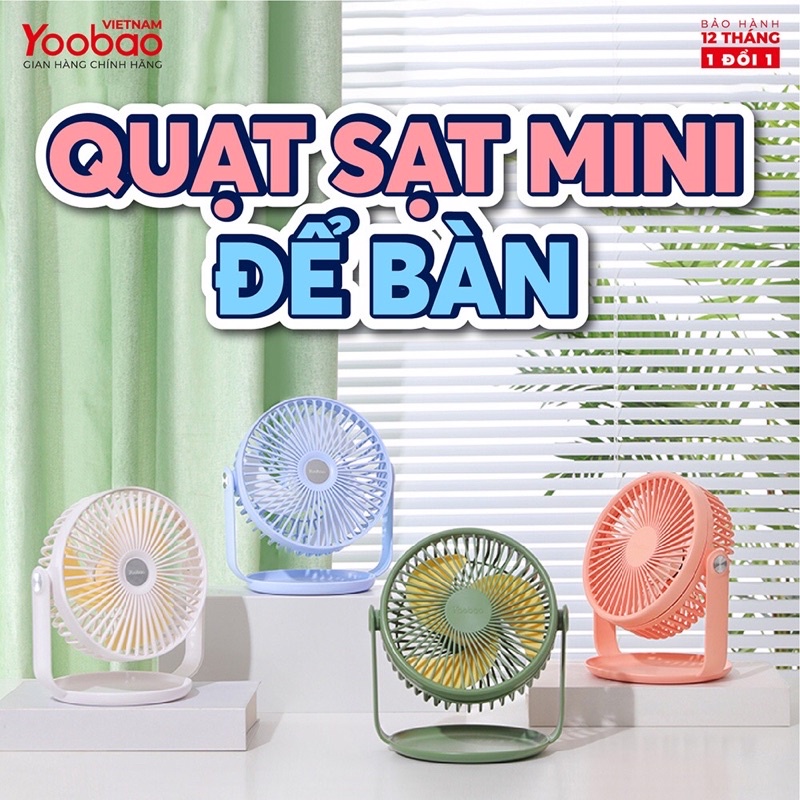Chính hãng Quạt yoobao F2 Pro 10.000mAh mini tích điện để bàn