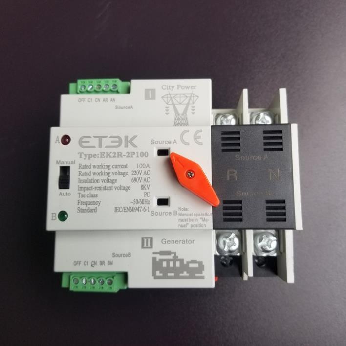 ATS chuyển nguồn điện tự động - ATS ETEK - Cầu dao 2 pha đóng cắt nhanh, không làm reset thiết bị, BẢO HÀNH 12 THÁNG