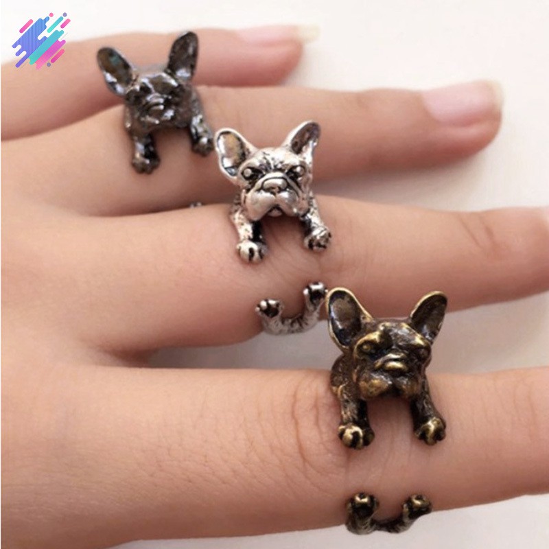 Nhẫn đốt ngón tay hình chú chó Puppy phong cách punk cho nam