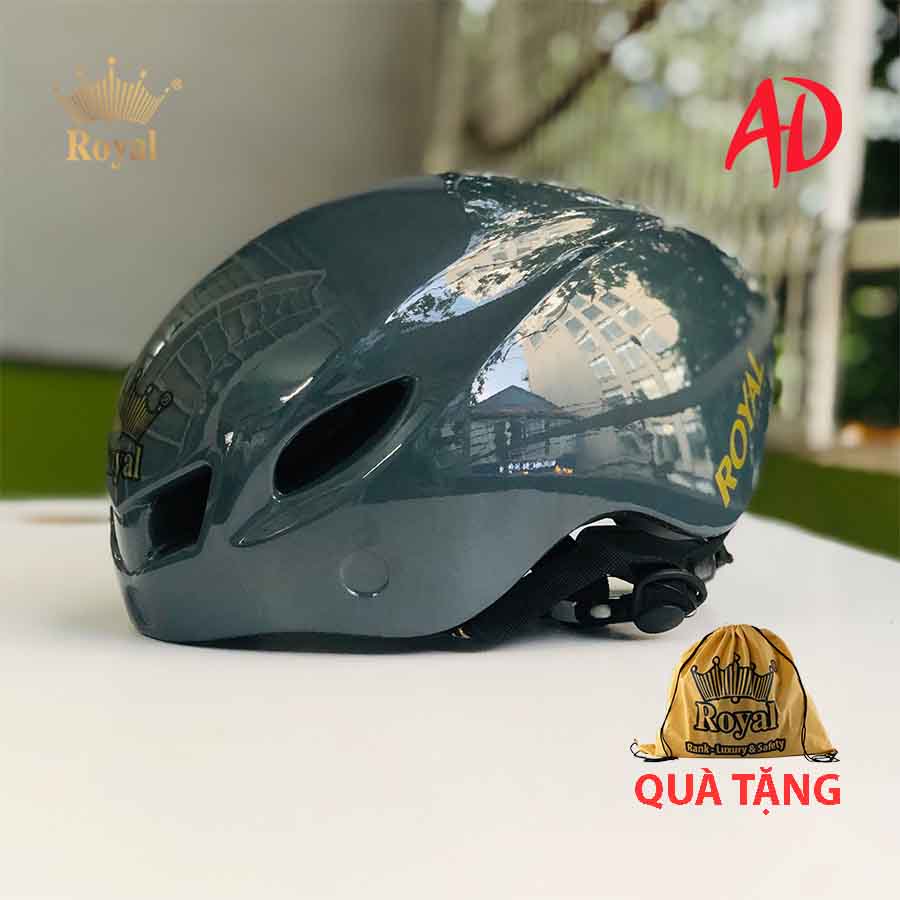 Mũ xe đạp Royal md16 chính hãng màu xi măng bóng giống poc 01, bảo hành 12 tháng, tặng túi vải