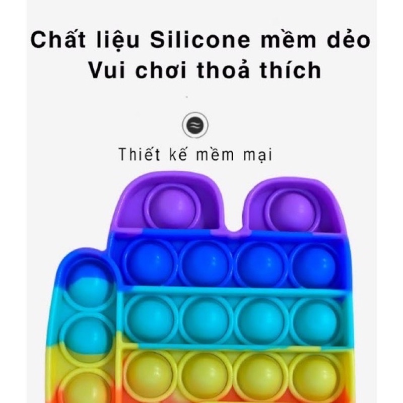 pop it hàng xuất Âu chuẩn xịn bong bóng bóp đẩy cầu vồng hình among us đồ chơi giải trí giảm căng thẳng stress