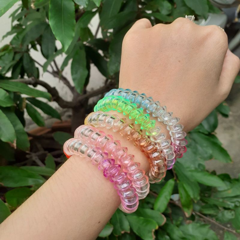 Dây cột tóc lò xo loại to (màu pha lê/màu đen)