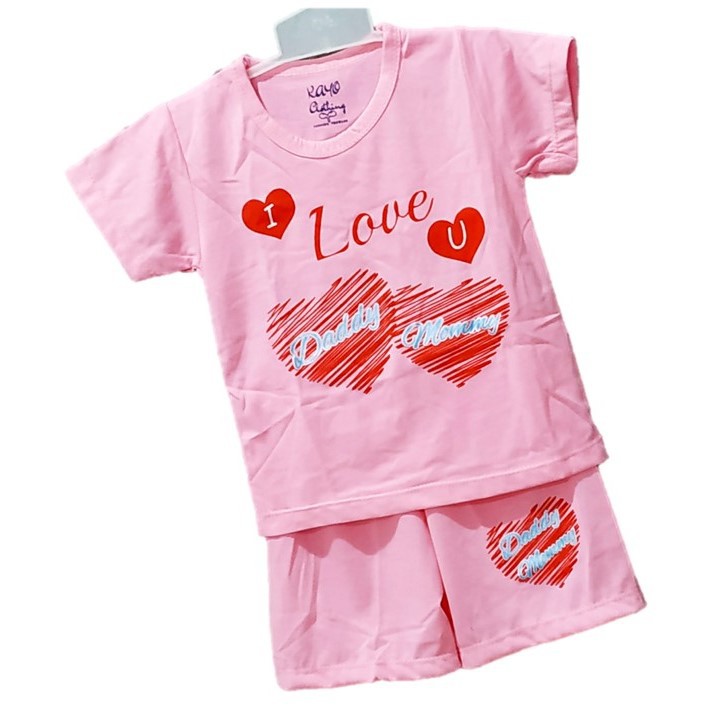 Bộ Quần Áo In Chữ I Love Daddy Mommy Cho Bé 0-4 Tuổi