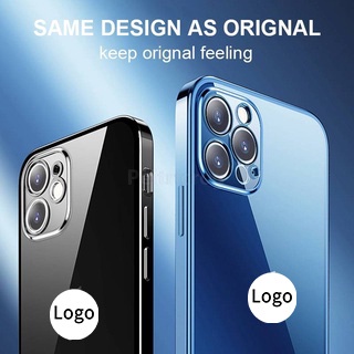 Ốp điện thoại TPU dẻo viền vuông mạ trong suốt sang trọng thích hợp cho iPhone 11 12 Pro Max Mini 7 8 Plus X XS Max XR