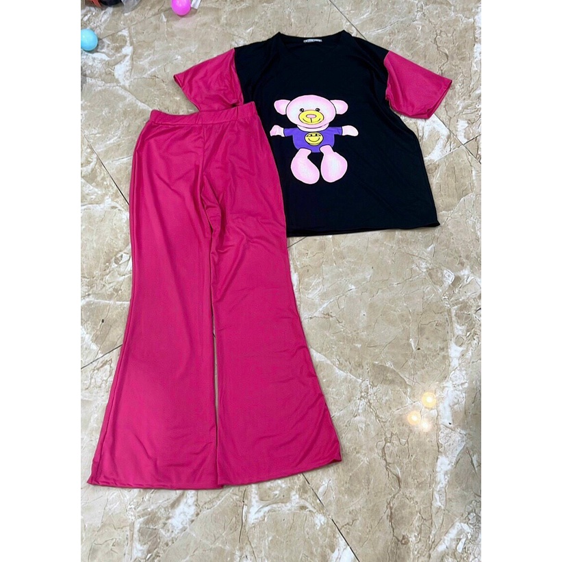 sét bộ màu cotton in gấu