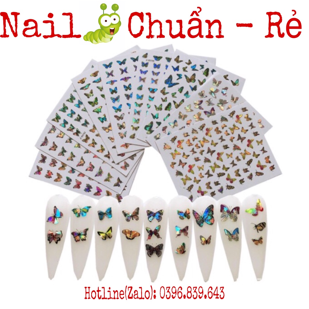 Sticker Dán Móng Nail - Stick Bướm 5D Trang Trí Móng Phản Quang