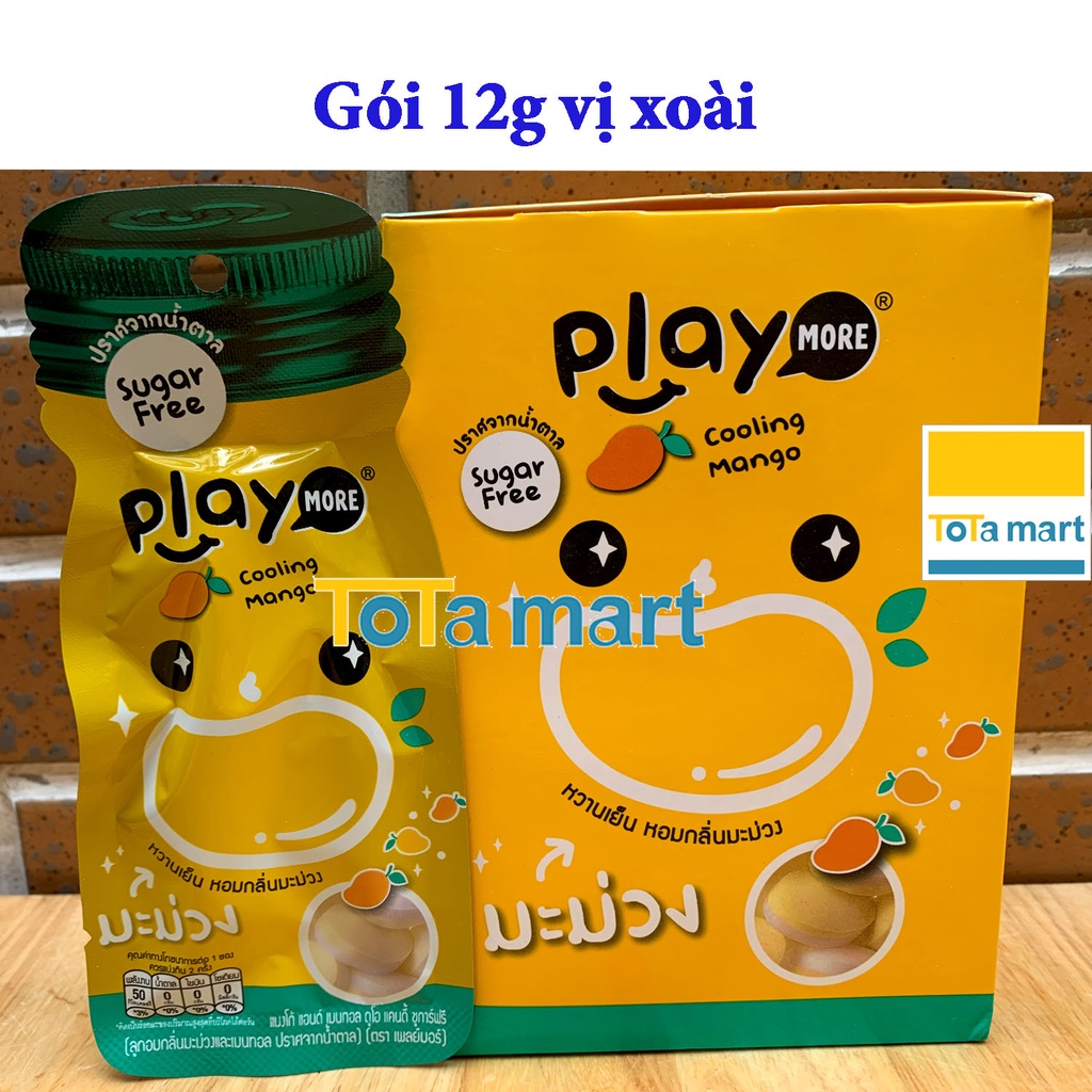 (hsd 05/2024) Kẹo Playmore Thái Lan không đường sugar free chính hãng GÓI 12g đủ vị.