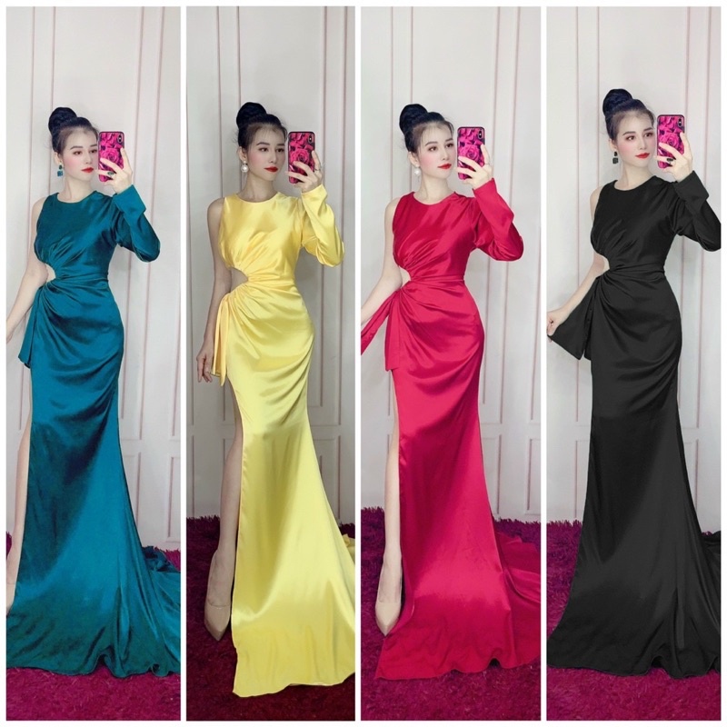 MS1261Y  ĐẦM BODY ĐUÔI CÁ KHOÉT EO XẾP LY full size S/M/L/XL