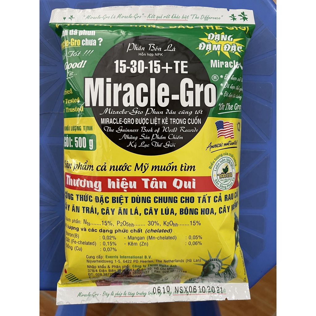 NA - PHÂN BÓN LÁ 15-30-15 MIRACLE-GRO KÍCH HOA CỰC TỐT GÓI 500GRAM