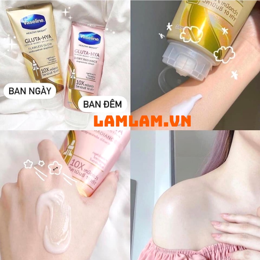 Dưỡng thể Vaseline 10X Gluta HYA serum Burst Lotion Thái Lan 330ml