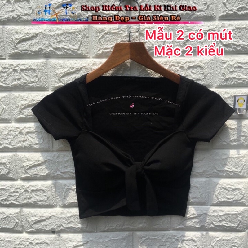 Áo kiểu croptop nữ đẹp ôm body tay ngắn cổ tròn đan dây hở lưng cực dễ thương mẫu mới thời trang 2021-A23