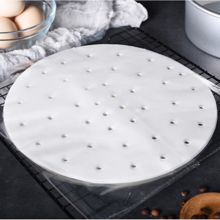 Combo 100 tờ giấy nến tròn đục lỗ dùng cho nồi hấp, nồi chiên không dầu