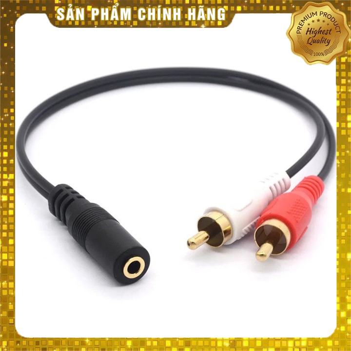 Cáp Chuyển Đổi Audio 3.5mm Cái Ra 2 Đầu RCA Hoa Sen