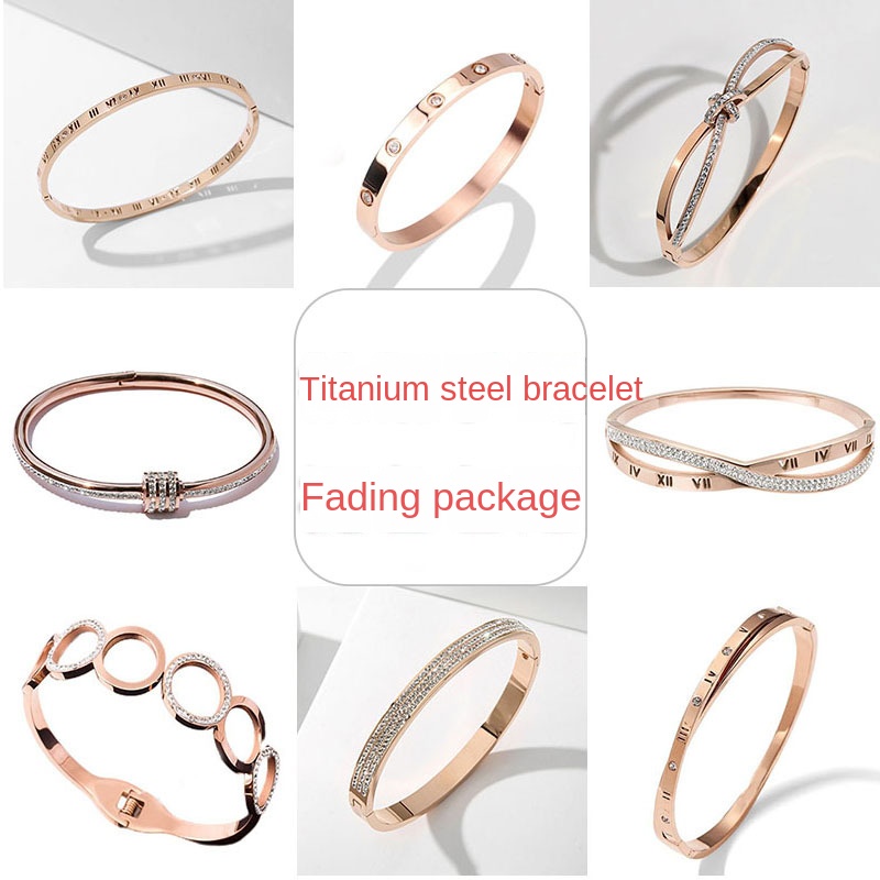 Vòng Tay Bằng Thép Titan Mạ Vàng Hồng 18k Phong Cách Âu Mỹ