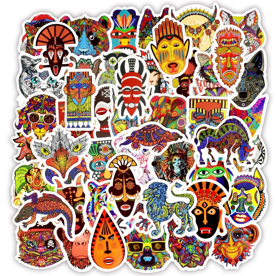 Bộ 50 sticker dán hình động vật kiểu graffiti bắt mắt độc đáo