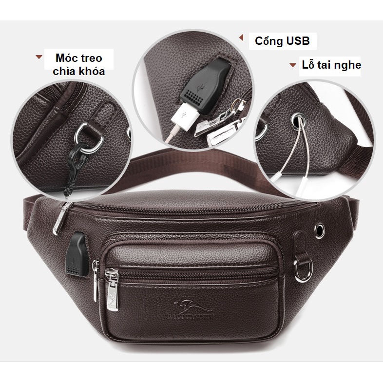Túi Đeo Chéo Nam Đeo Hông Bụng 2003 Cao Cấp Da Pu Bền Đẹp Sức Chứa Lớn Đựng Điện Thoại Ví Tiền Tiện Lợi Du Lịch Thể Thao