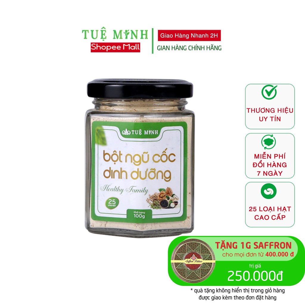 Bột ngũ cốc 25 loại hạt Tuệ Minh hũ nhỏ 100gram tiện mang theo đi làm, đi du lịch