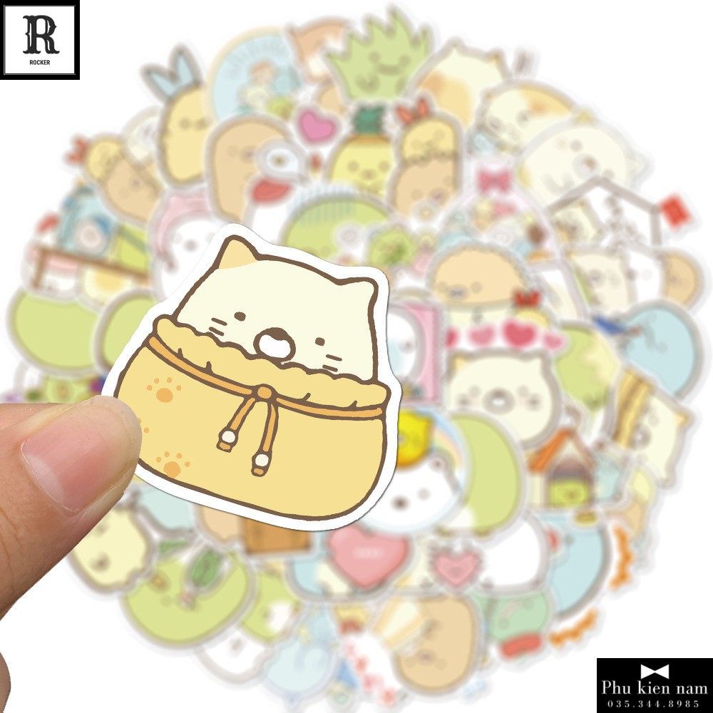 Sticker PVC Dễ thương 50 Hình ST093 - Stickers Chống nước Dán Mũ bảo hiểm Vali Laptop Điện thoại Dán xe