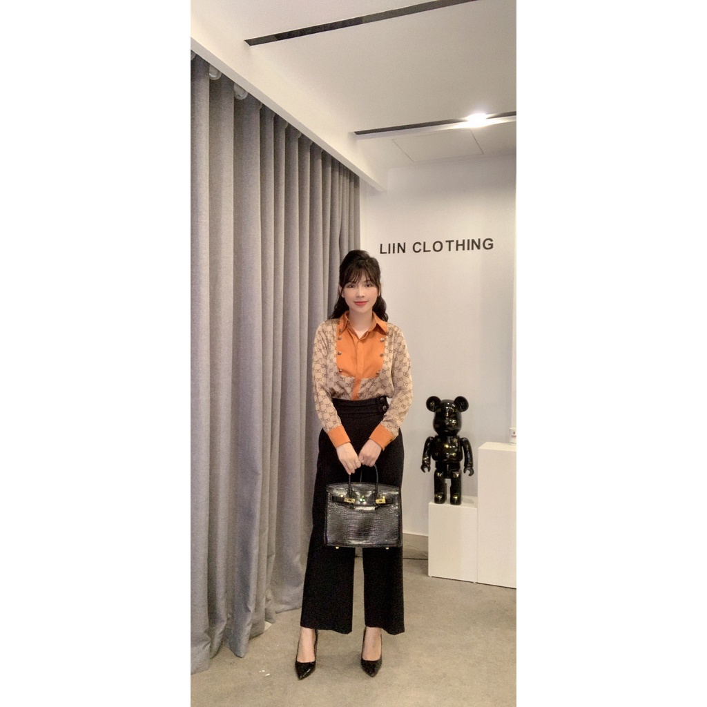 Quần suông nữ mango màu đen thiết kế cạp cao, khóa sau mặc tôn dáng dễ mix đồ Liin Clothing QD3723
