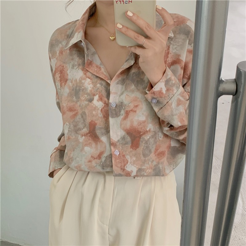 Sơ mi loang hồng cam xám | 11 HIN