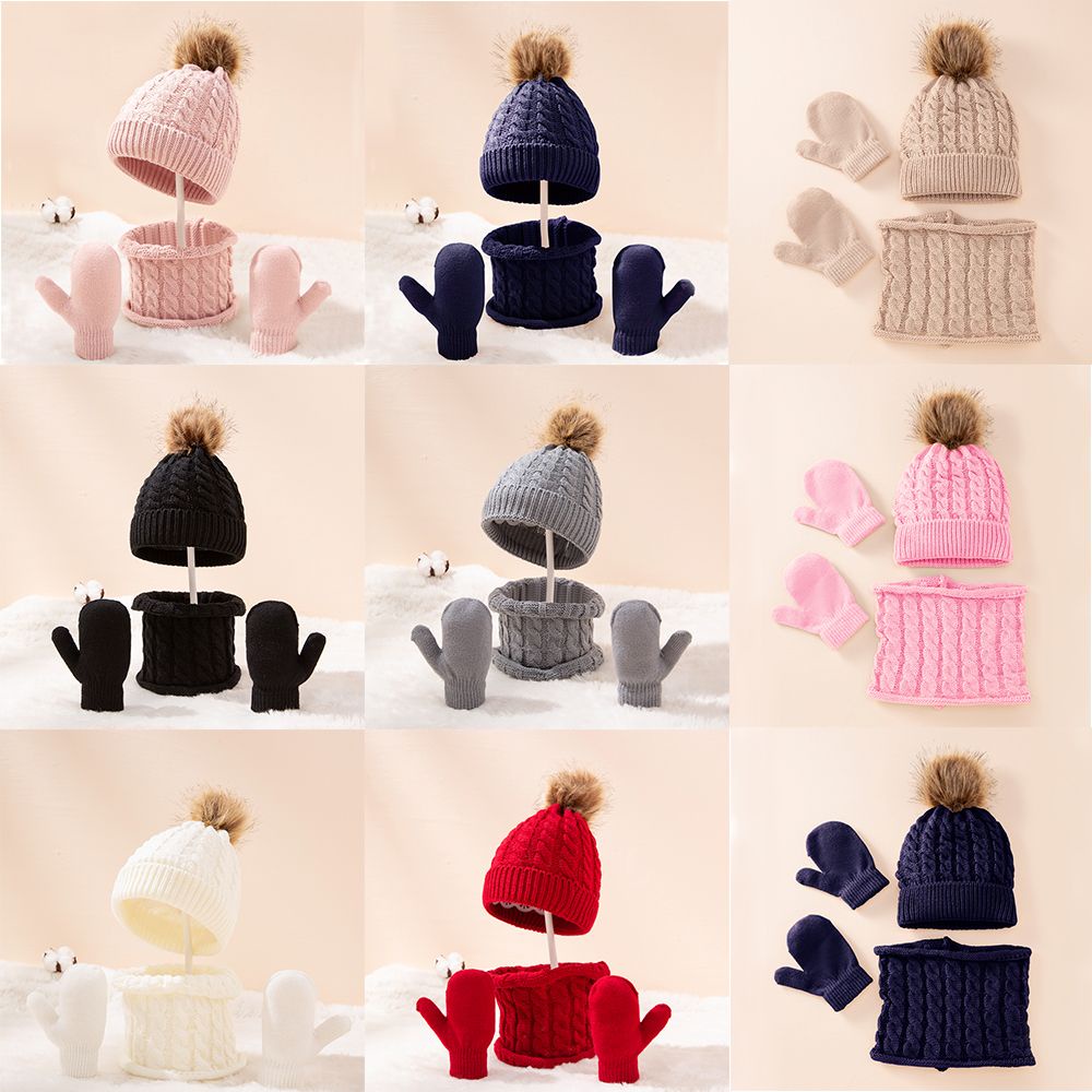 Set nón + găng tay + khăn choàng cổ dễ thương cho bé 0-3 tuổi MIHAN1