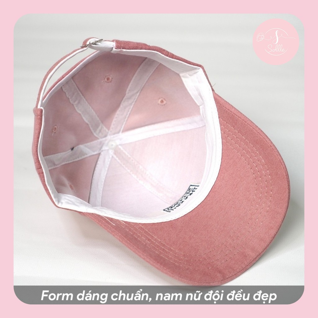 Mũ lưỡi trai Sollle vải cotton Ulzzang Hàn Quốc, nón bóng chày nam nữ Unisex