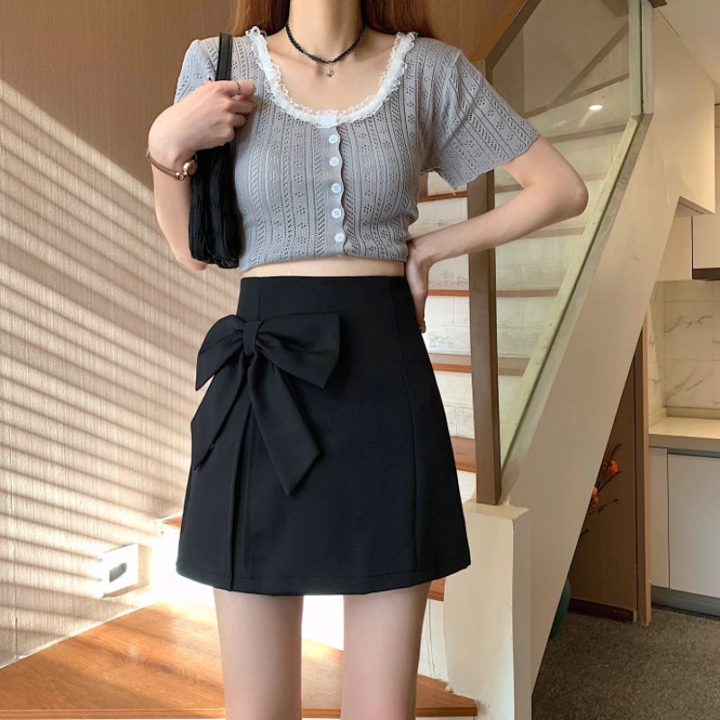 Chân Váy Chữ A Bánh Bèo Có Nơ