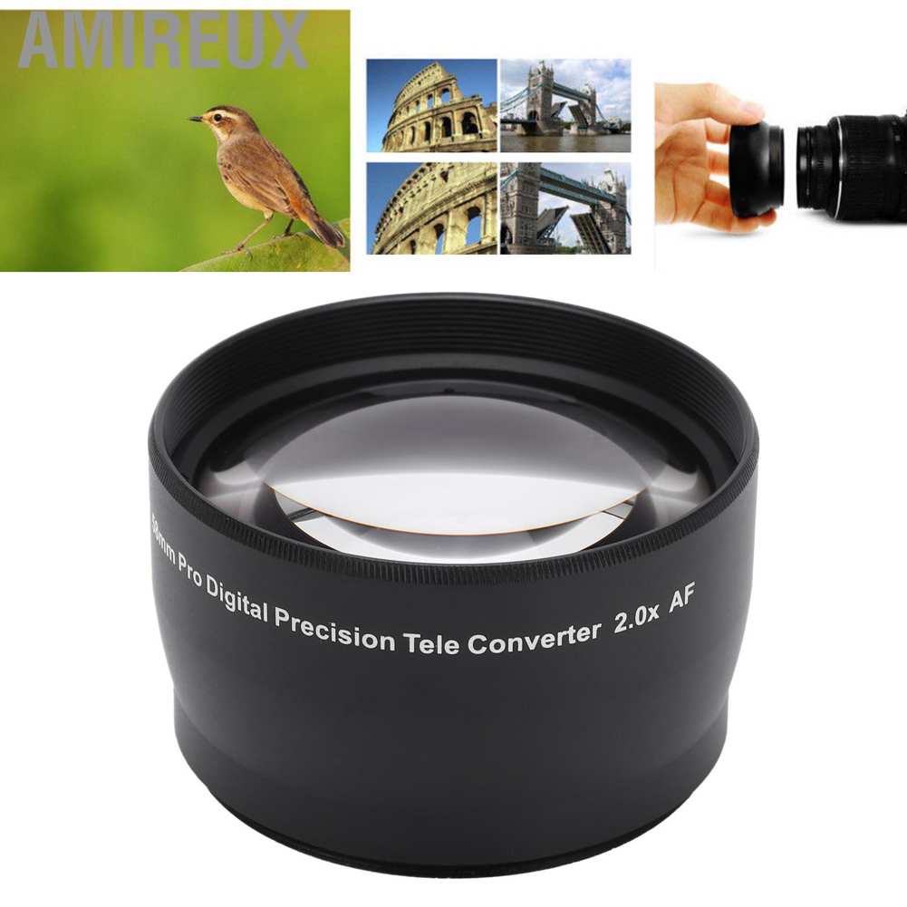 Amireux Universal 58mm 2X Telephoto Lens Teleconverter for Canon Nikon Sony Pentax Etc