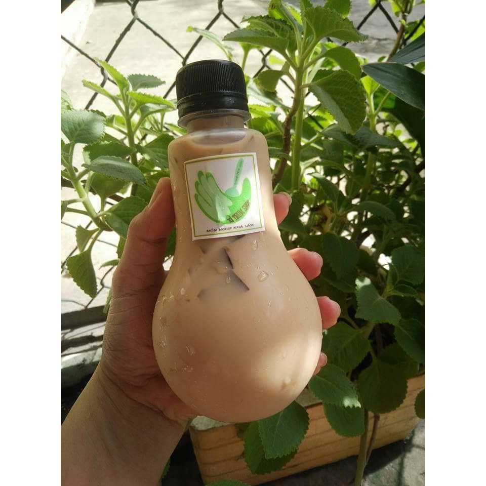 Chai nhựa bóng đèn nắp đen 350ml | Combo 10 chai