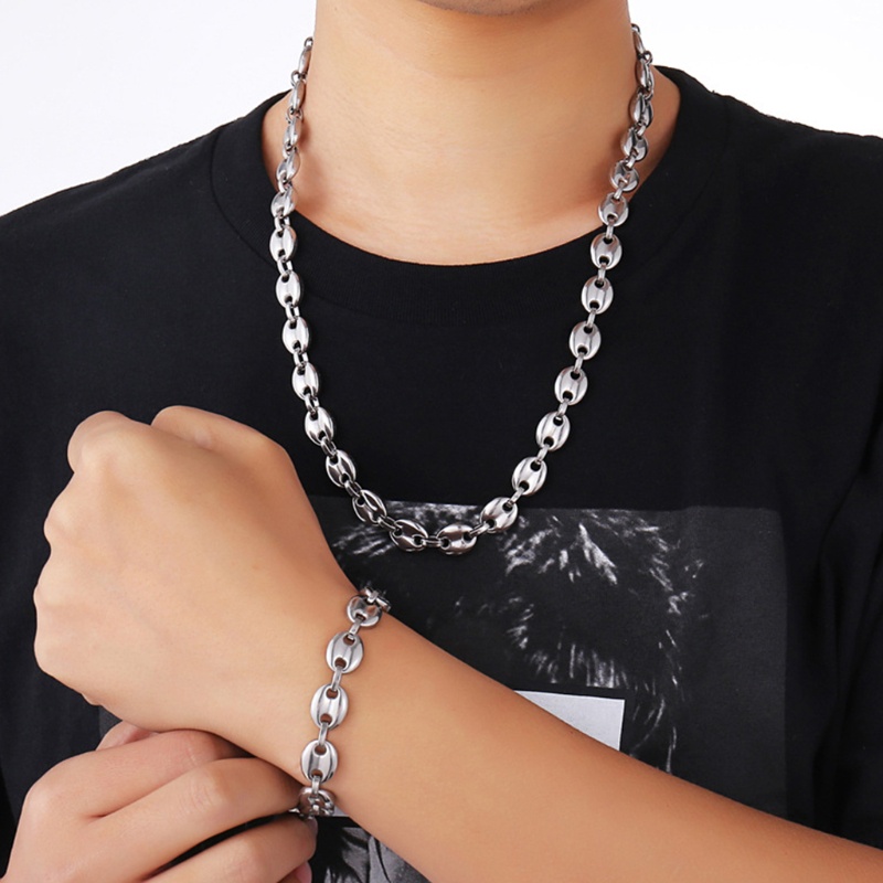Dây Chuyền / Vòng Tay Hạt Cà Phê 11mm Bằng Thép Không Gỉ Phong Cách Hip Hop Thời Trang Cho Nam Và Nữ