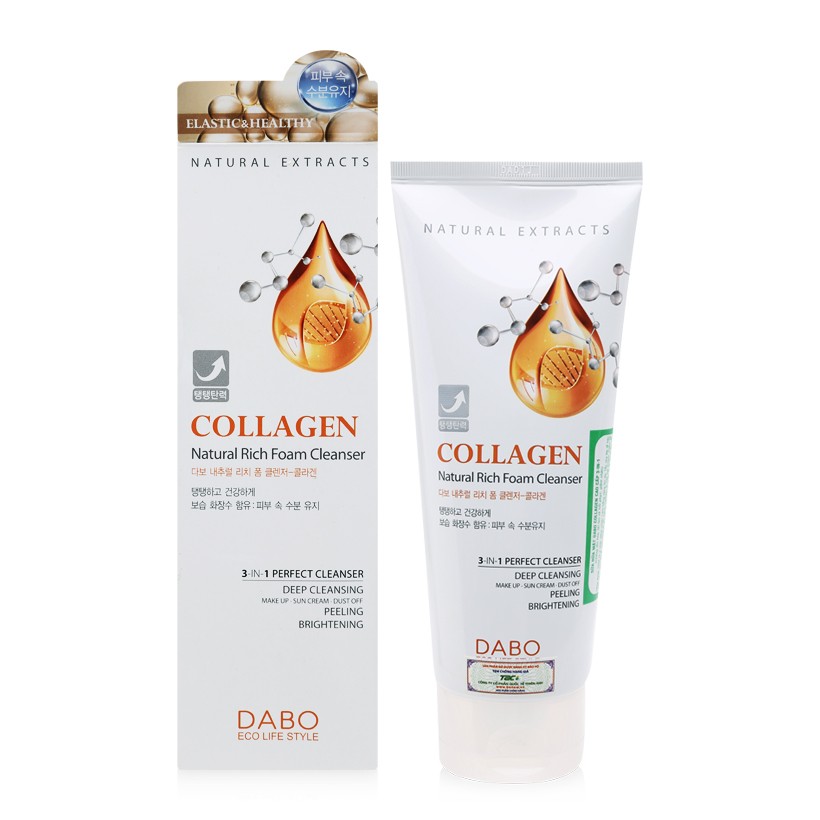 Sữa rửa mặt 3 in 1 Collagen Dabo Hàn Quốc 180ml