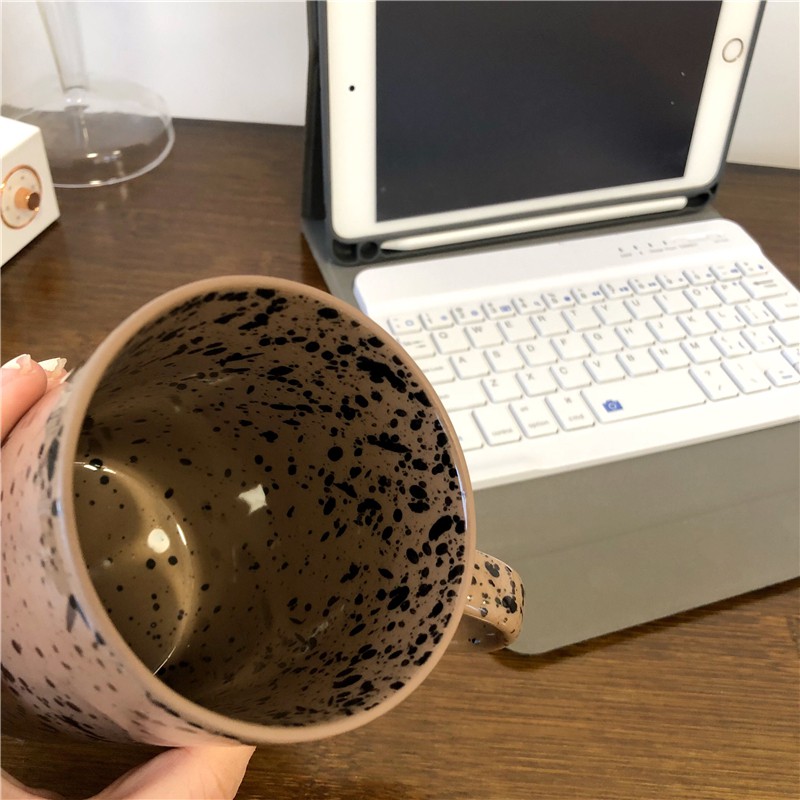 Cốc cà phê gốm sứ retro phong cách Hàn Quốc thiết kế mực bắn tung toé dung tích lớn