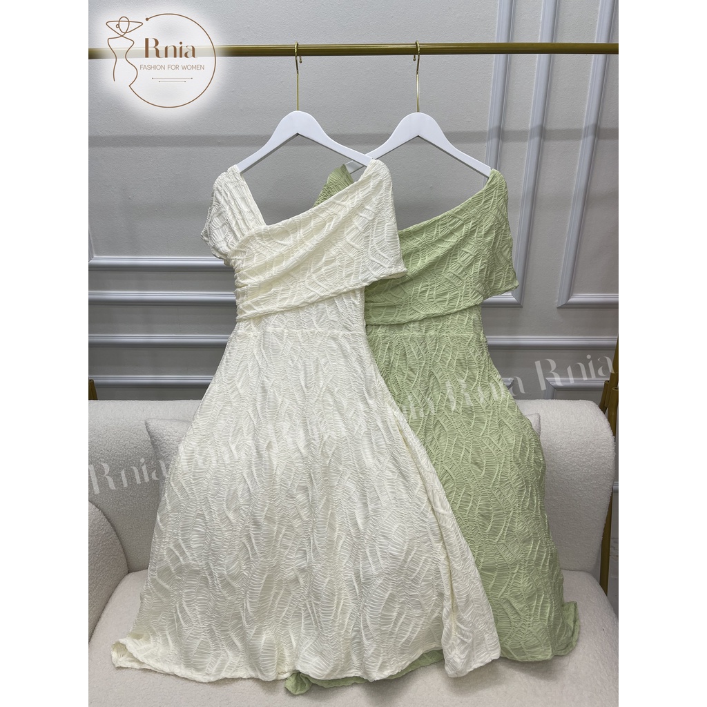 Đầm Vai Lệch Xòe Chất Thun Gân RNIA D2259