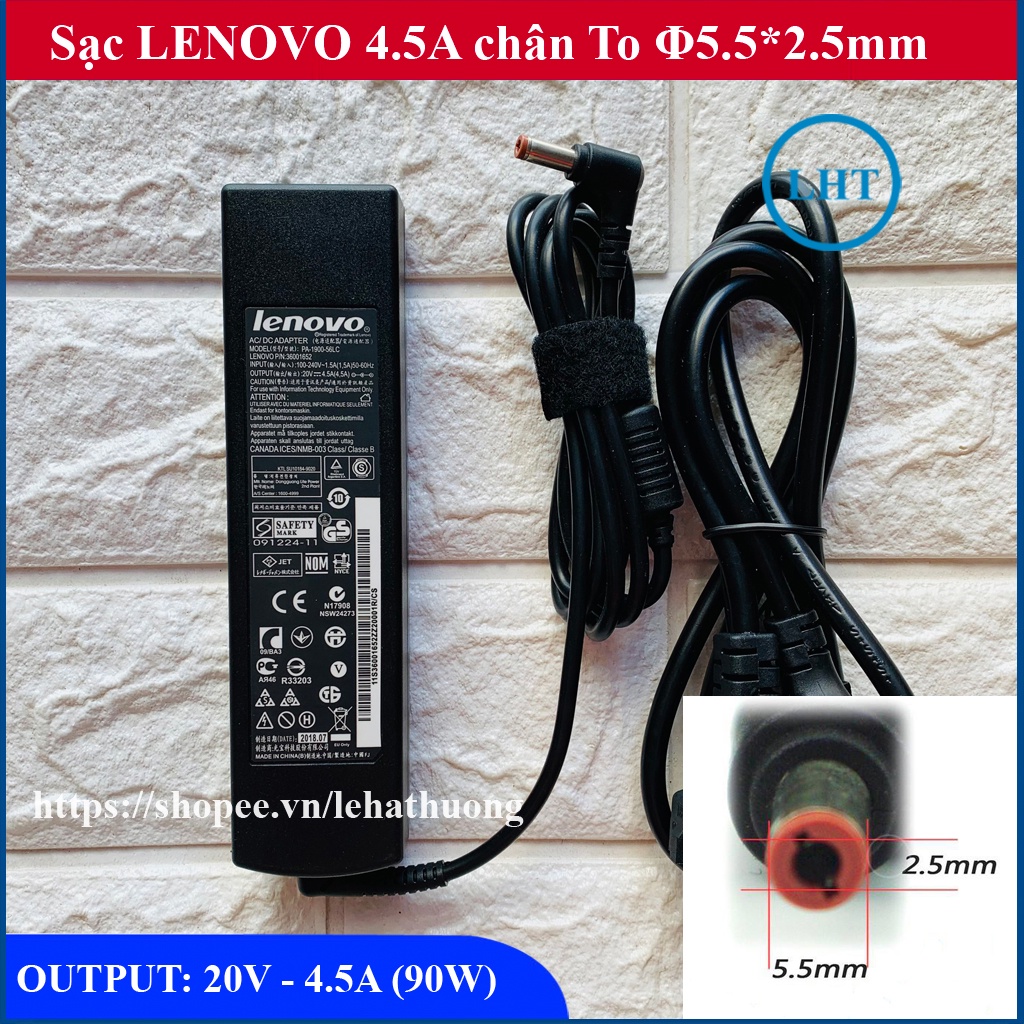 [Sạc ZIN] Sạc Laptop LENOVO 20V - 4.5A (90W) Thân Dài - chân To Φ5.5*2.5mm dùng cho G580 G560 G570 G550 Z560 Z570