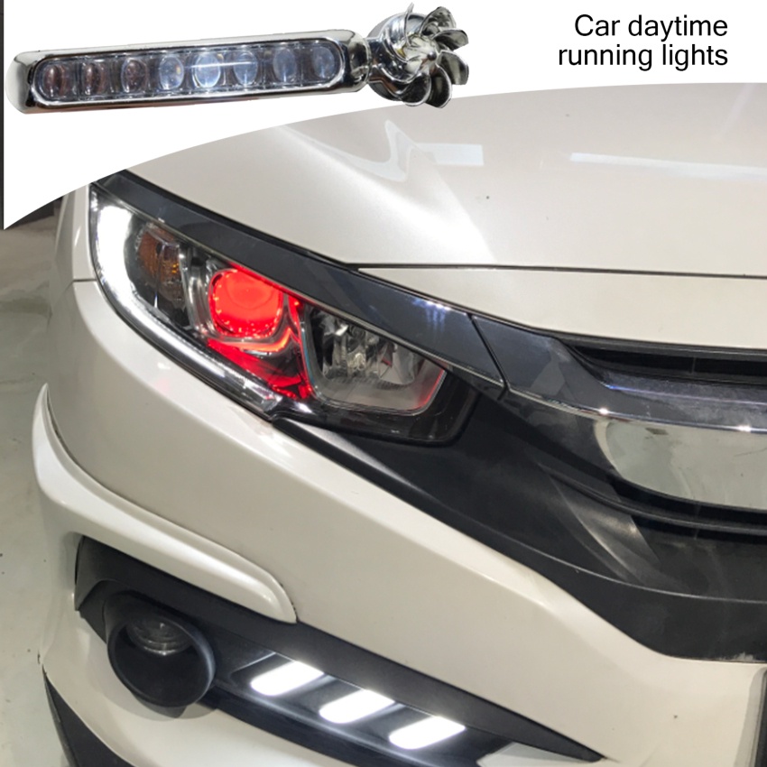 Đèn Pha DRL 8 LED Chạy Bằng Năng Lượng Gió Không Dây Cho Xe Hơi