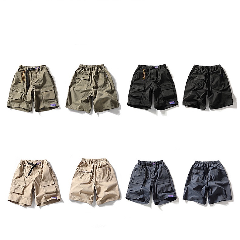 Quần short túi lớn mặc 4 mùa , Chất Cotton100% cao cấp quần đùi ống rộng unisex phối túi phong cách cá tính