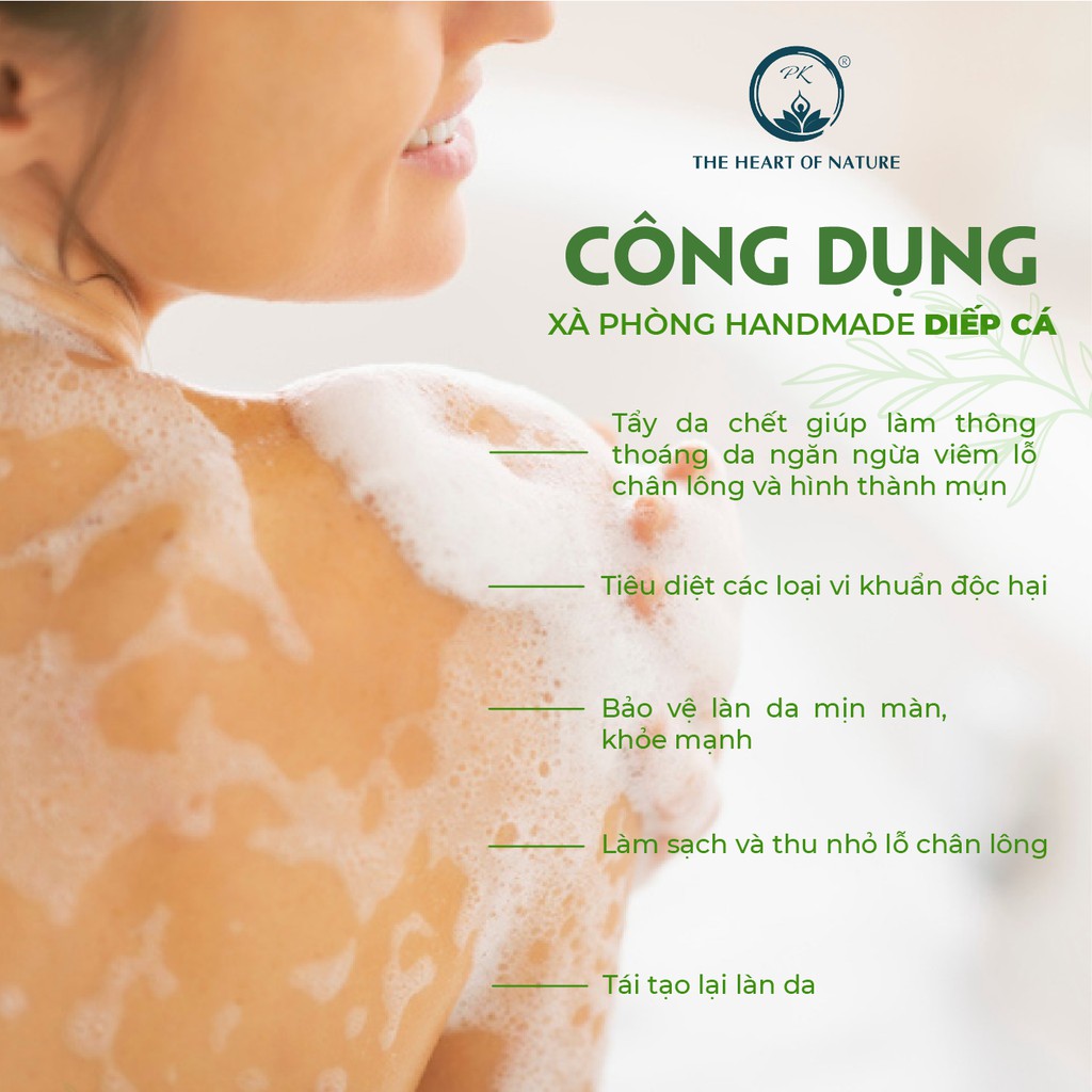 Xà bông cục diếp cá, sả chanh sạch mụn PK cao cấp - 75g