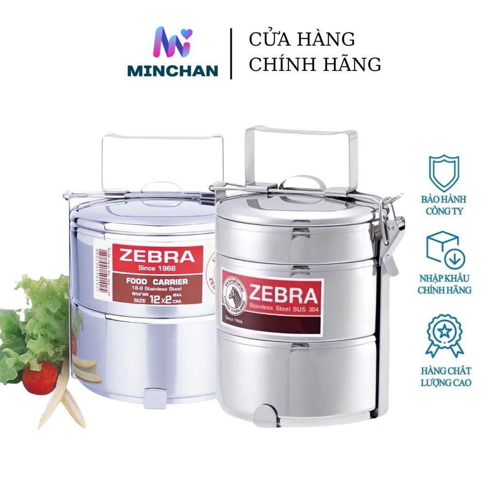 Camen inox 2 tầng cao cấp MINCHAN - Hàng nội địa Thái Lan, đựng đồ ăn tiện dụng, có quai mang theo đi làm, đi học...