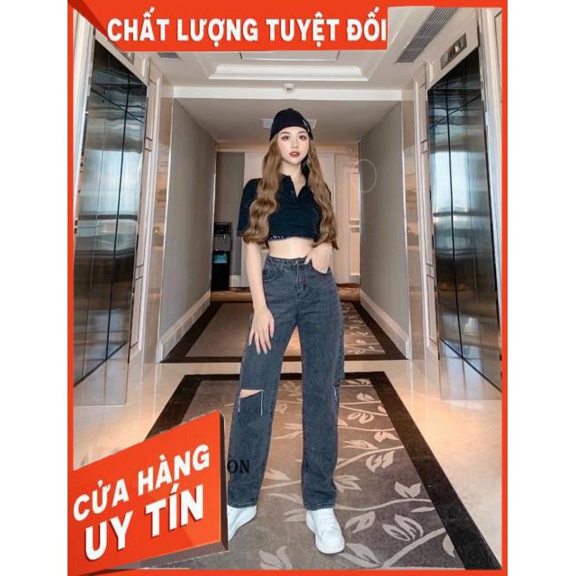 QUẦN JEANS ỐNG RỘNG CẠP SIÊU CAO DÁNG DÀI CHẤM GÓT- ảnh thật shop chụp