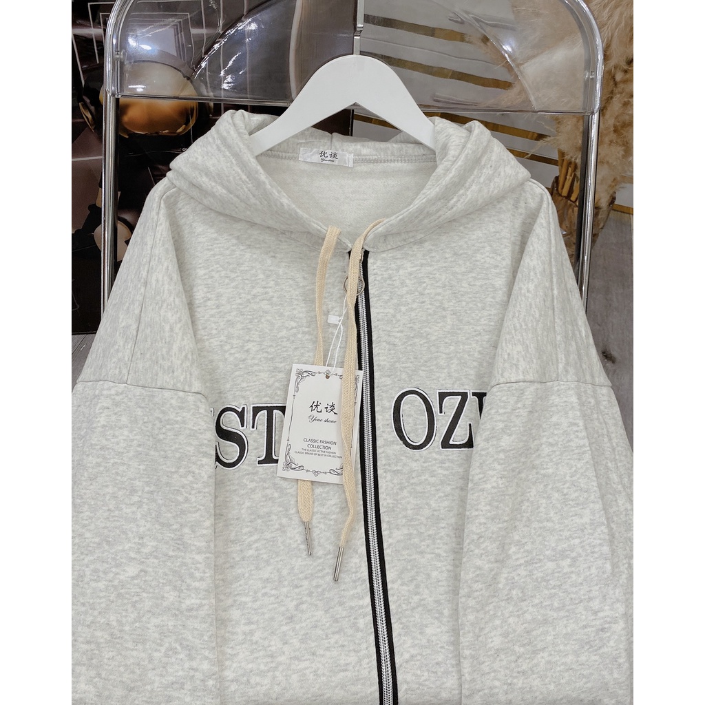 Khoác Nỉ Nam Nữ Mũ Rộng Form To Chữ YST Mũ 2 Lớp Unisex Tay Bồng Basic