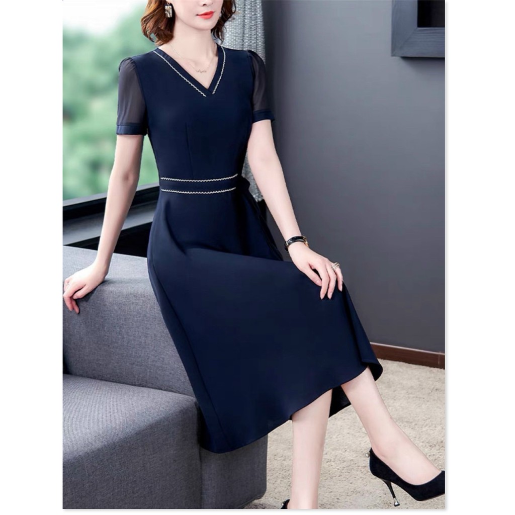 ĐẦM XÒE NỮ PHỐI THẮT EO CỔ TIM TAY LỠ SANG CHẢNH KẾT HỢP CÔNG SỞ VÀ DỰ TIỆC