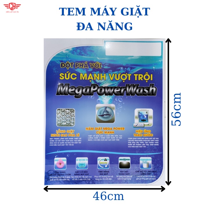 Miếng dán máy giặt đa năng - Tem máy giặt đa năng