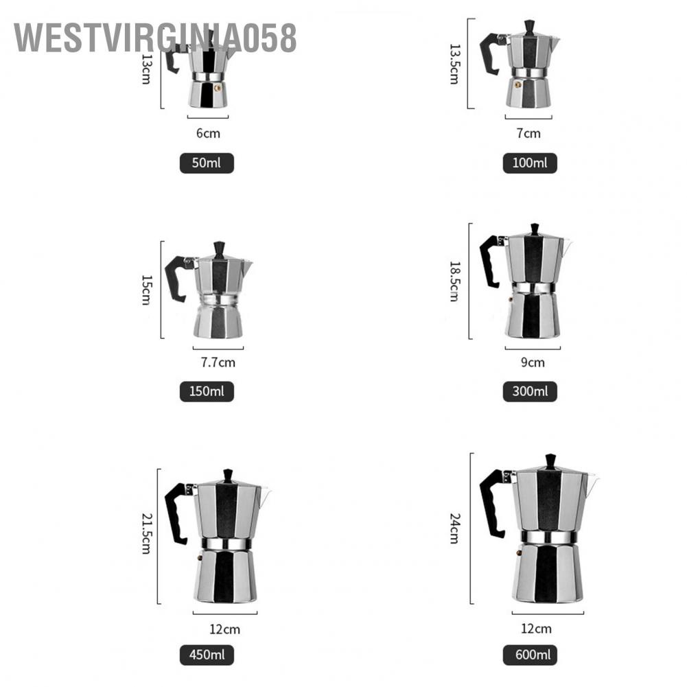 Có thể bán buôn Moka Pot Ý Máy pha cà phê trên mặt bếp bằng nhôm Hợp kim Phong cách châu Âu Đồ dùng bát giác Westvirginia058 Hàng giao ngay