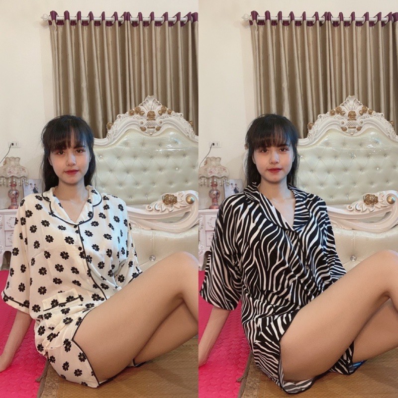 Bộ ngủ lụa cao cấp, PIJAMA lụa dáng dơi đùi | BigBuy360 - bigbuy360.vn