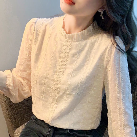 Áo Sơ Mi Cổ Đứng Dáng Rộng Màu Trơn Thời Trang Mùa Thu