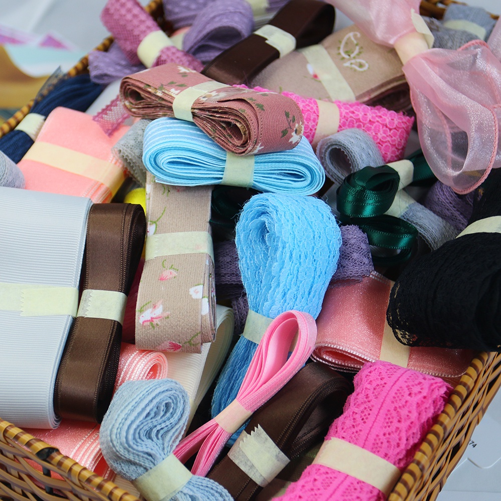 Set ruy băng ngẫu nhiên lẻ mét nhiều loại bán theo gram kích thước ngẫu nhiên từ 6mm-6cm ngẫu nhiên độ dài